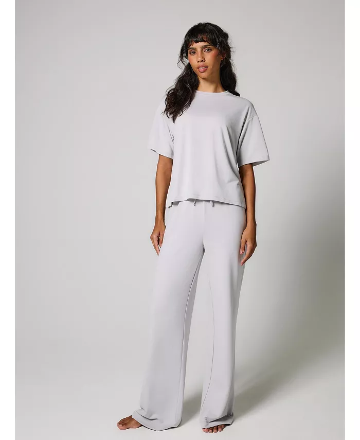 Женский мягкий комплект для дома с широкими штанинами LOVALL, серый 
Женский мягкий комплект для дома с широкими штанинами LOVALL, серый