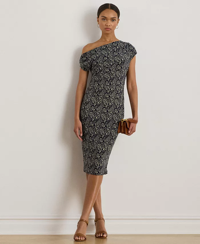 Женское платье из джерси с открытыми плечами и узором пейсли Lauren Ralph Lauren, синий
Женское платье из джерси с открытыми плечами и узором пейсли Lauren Ralph Lauren, синий