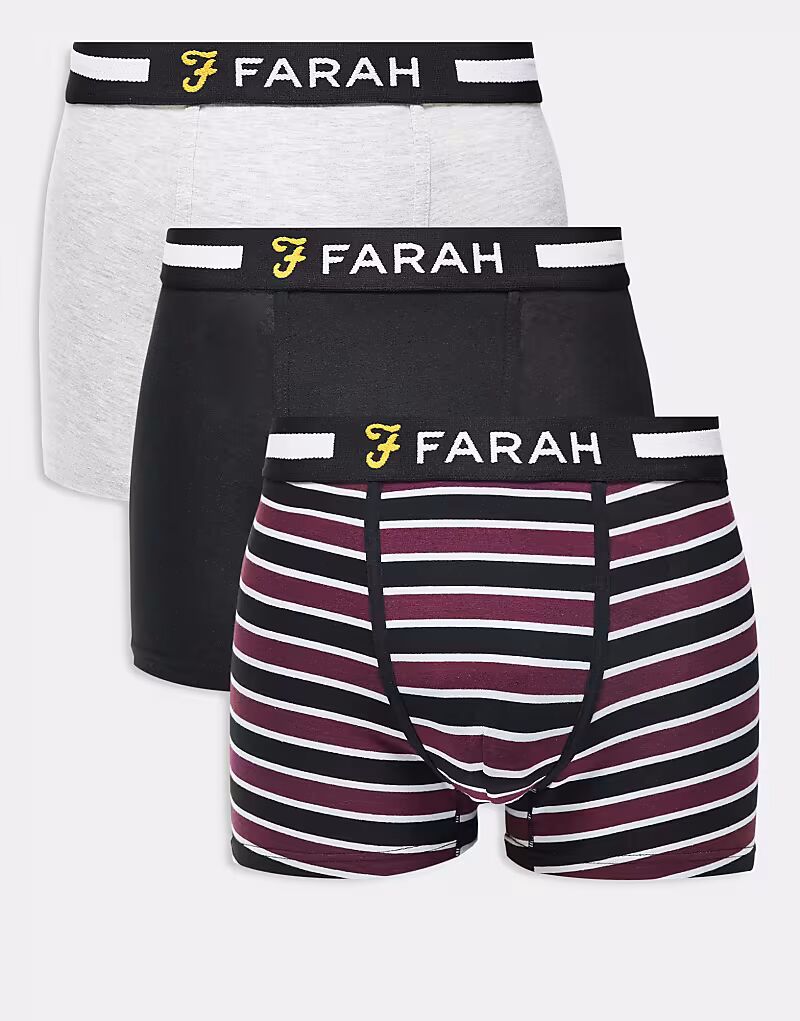 Комплект из 3 трусов-боксеров с жаккардовым поясом и логотипом в полоску, серого и черного цветов Farah
Комплект из 3 трусов-боксеров с жаккардовым поясом и логотипом в полоску, серого и черного цветов Farah