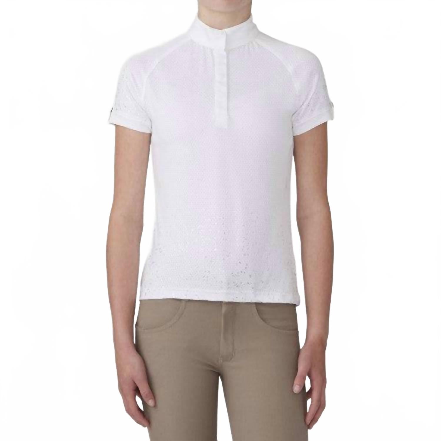 Блестящая короткая рубашка для выступлений в белом цвете Sparkle ROMFH 
Блестящая короткая рубашка для выступлений в белом цвете Sparkle ROMFH