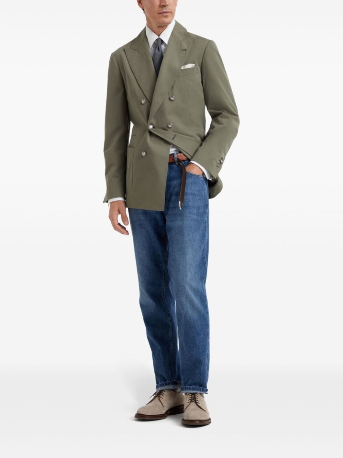 Brunello Cucinelli двубортный блейзер, зеленый
Brunello Cucinelli двубортный блейзер, зеленый