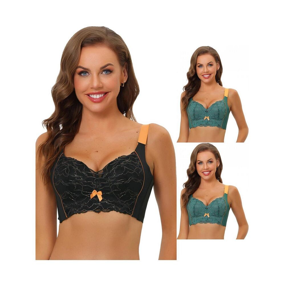 Набор из 3 женских бюстгальтеров без косточек с широкими бретелями и высокой спинкой, с мягкой подкладкой, кружевной бюстгальтер пуш-ап с полным покрытием ALLEGRA K, цвет Dark Green Black
Набор из 3 женских бюстгальтеров без косточек с широкими бретелями и высокой спинкой, с мягкой подкладкой, кружевной бюстгальтер пуш-ап с полным покрытием ALLEGRA K, цвет Dark Green Black