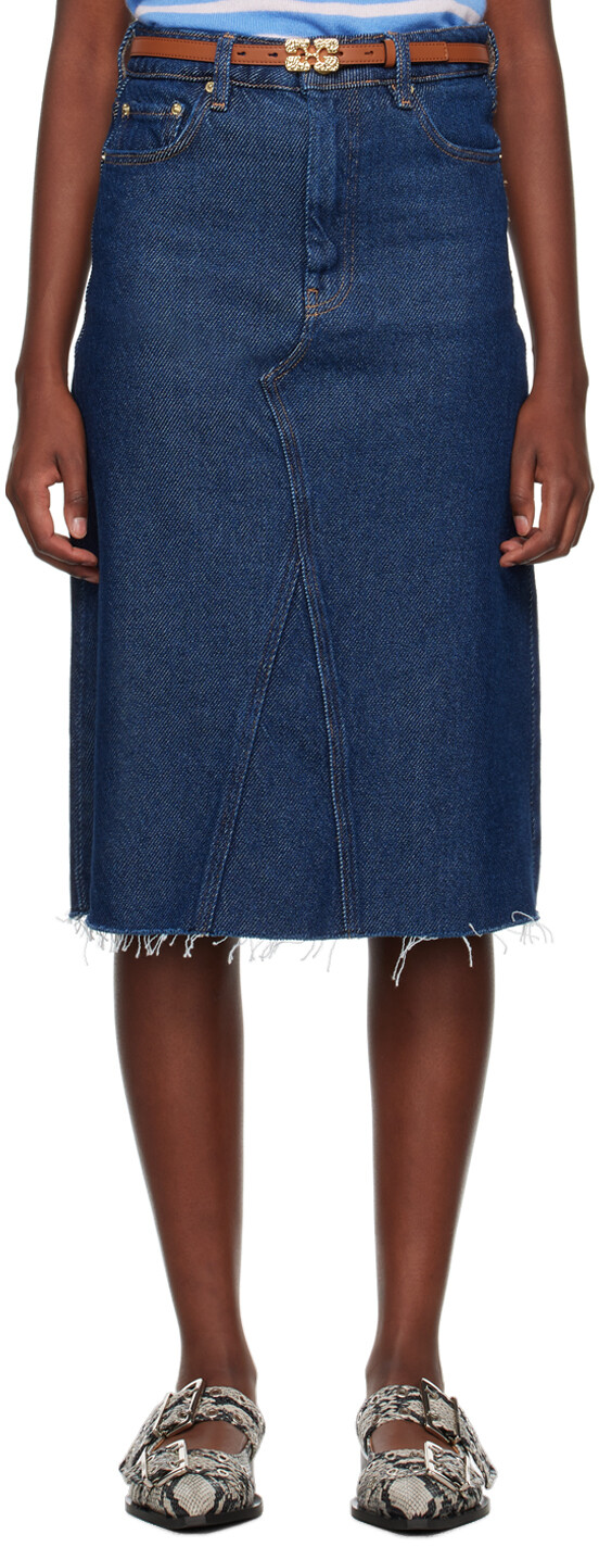 Джинсовая юбка миди цвета индиго Raw Edge GANNI
Джинсовая юбка миди цвета индиго Raw Edge GANNI