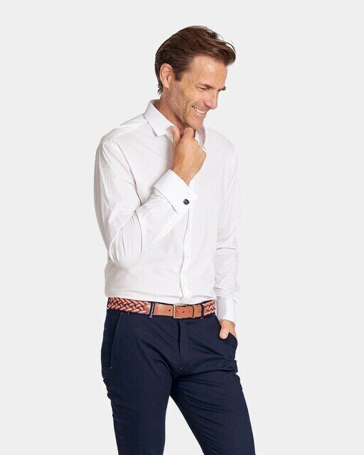 Однотонная тонкая мужская рубашка Spagnolo, белый
Однотонная тонкая мужская рубашка Spagnolo, белый