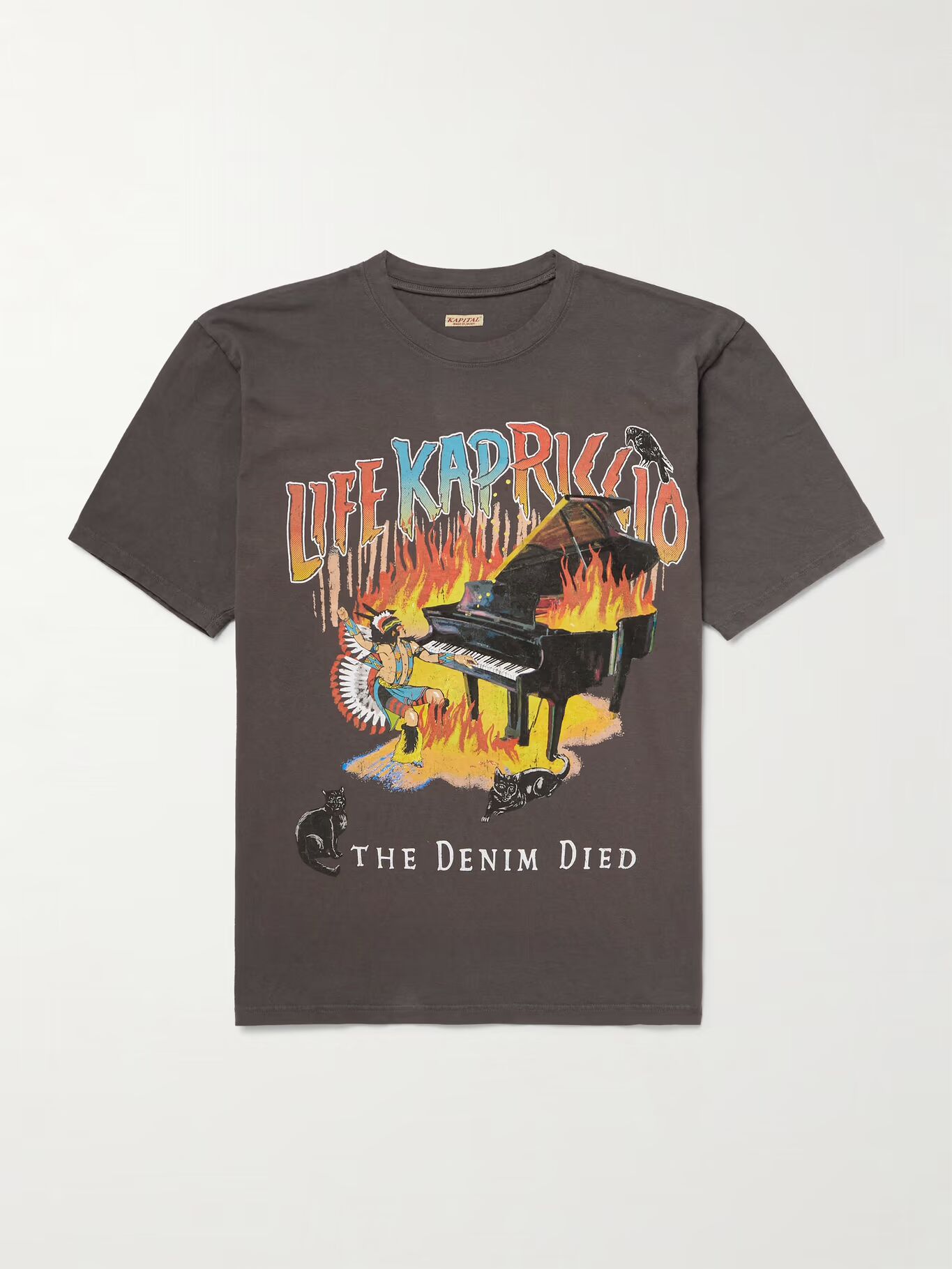 Футболка из хлопкового джерси с принтом KAPITAL, черный 
Футболка из хлопкового джерси с принтом KAPITAL, черный