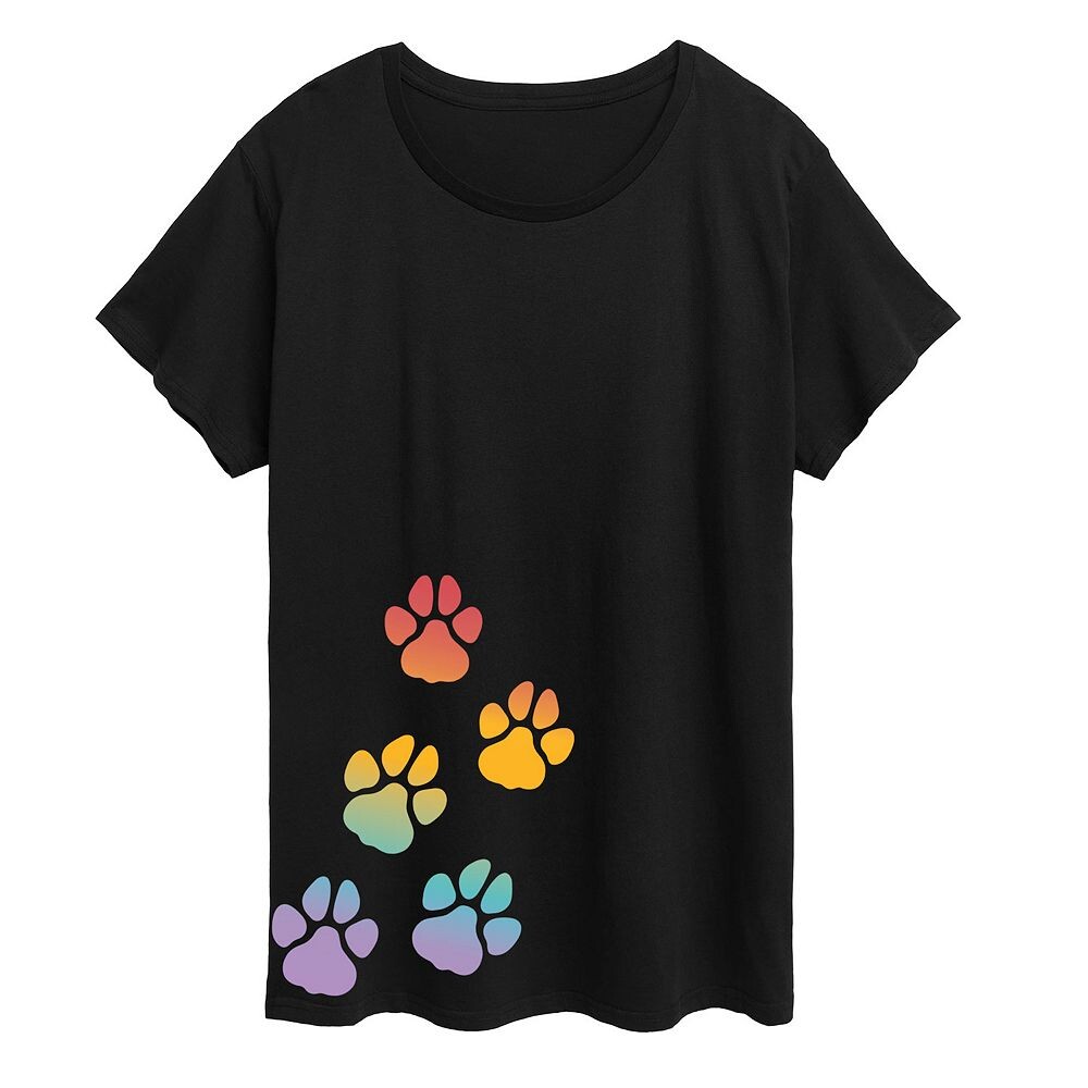 Футболка с рисунком Plus Rainbow Paw Prints Licensed Character, черный 
Футболка с рисунком Plus Rainbow Paw Prints Licensed Character, черный