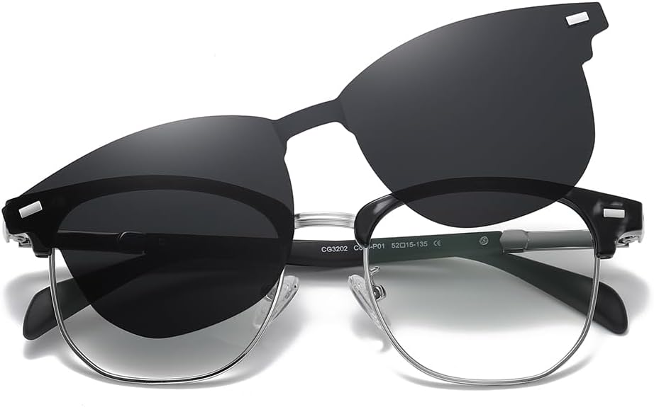 Очки с защитой от синего света и поляризованными линзами на прищепке, для мужчин и женщин, магнитная многофункциональная металлическая оправа, черный/серебристый ZAMGIC, Black/Silver Frame Black Lens
Очки с защитой от синего света и поляризованными линзами на прищепке, для мужчин и женщин, магнитная многофункциональная металлическая оправа, черный/серебристый ZAMGIC, Black/Silver Frame Black Lens