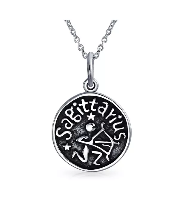 Круглое ожерелье с медальоном, выполненное из состаренного стерлингового серебра, с астрологическим гороскопом знака зодиака Стрелец. Bling Jewelry, silver
Круглое ожерелье с медальоном, выполненное из состаренного стерлингового серебра, с астрологическим гороскопом знака зодиака Стрелец. Bling Jewelry, silver