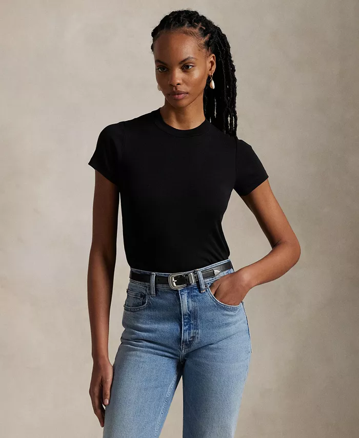 Женская ребристая хлопковая футболка Polo Ralph Lauren, черный
Женская ребристая хлопковая футболка Polo Ralph Lauren, черный