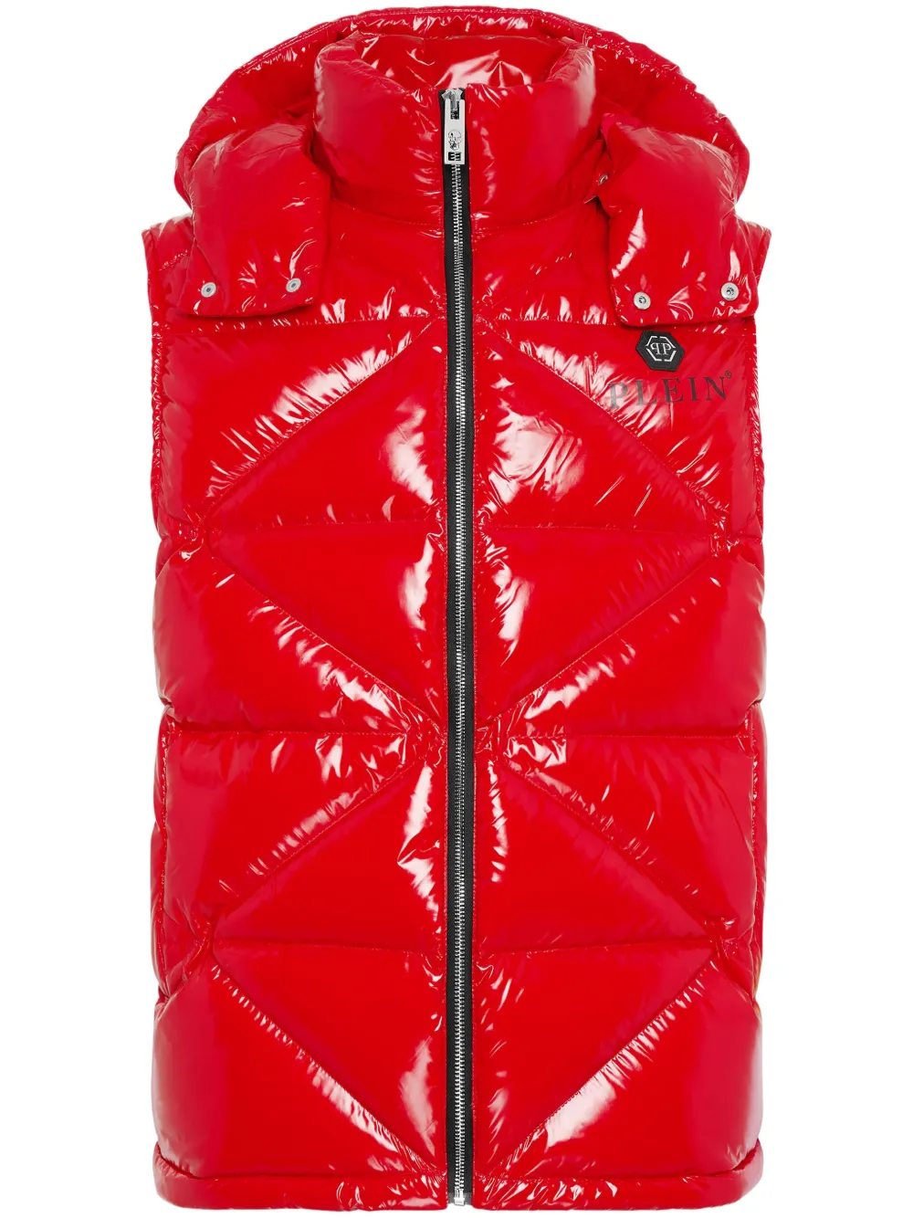 Дутый жилет Hexagon с логотипом Philipp Plein, красный 
Дутый жилет Hexagon с логотипом Philipp Plein, красный