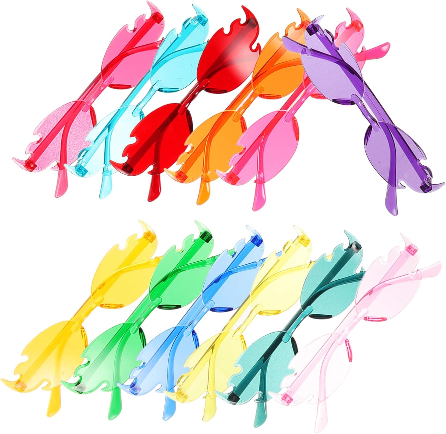 12 пар разноцветных солнцезащитных очков без оправы, очки в форме пламени для дискотек и вечеринок, женские солнцезащитные очки в огненной форме GLSTOY, Assorted Color
12 пар разноцветных солнцезащитных очков без оправы, очки в форме пламени для дискотек и вечеринок, женские солнцезащитные очки в огненной форме GLSTOY, Assorted Color