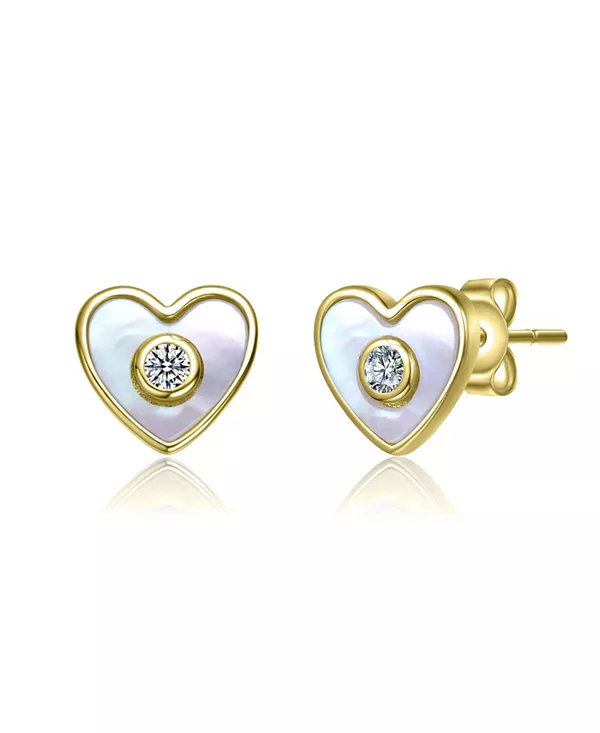 Детские серьги-гвоздики в форме сердца из стерлингового серебра 14 карат с покрытием из белого перламутра и прозрачных кубических цирконий Gigigirl, gold
Детские серьги-гвоздики в форме сердца из стерлингового серебра 14 карат с покрытием из белого перламутра и прозрачных кубических цирконий Gigigirl, gold