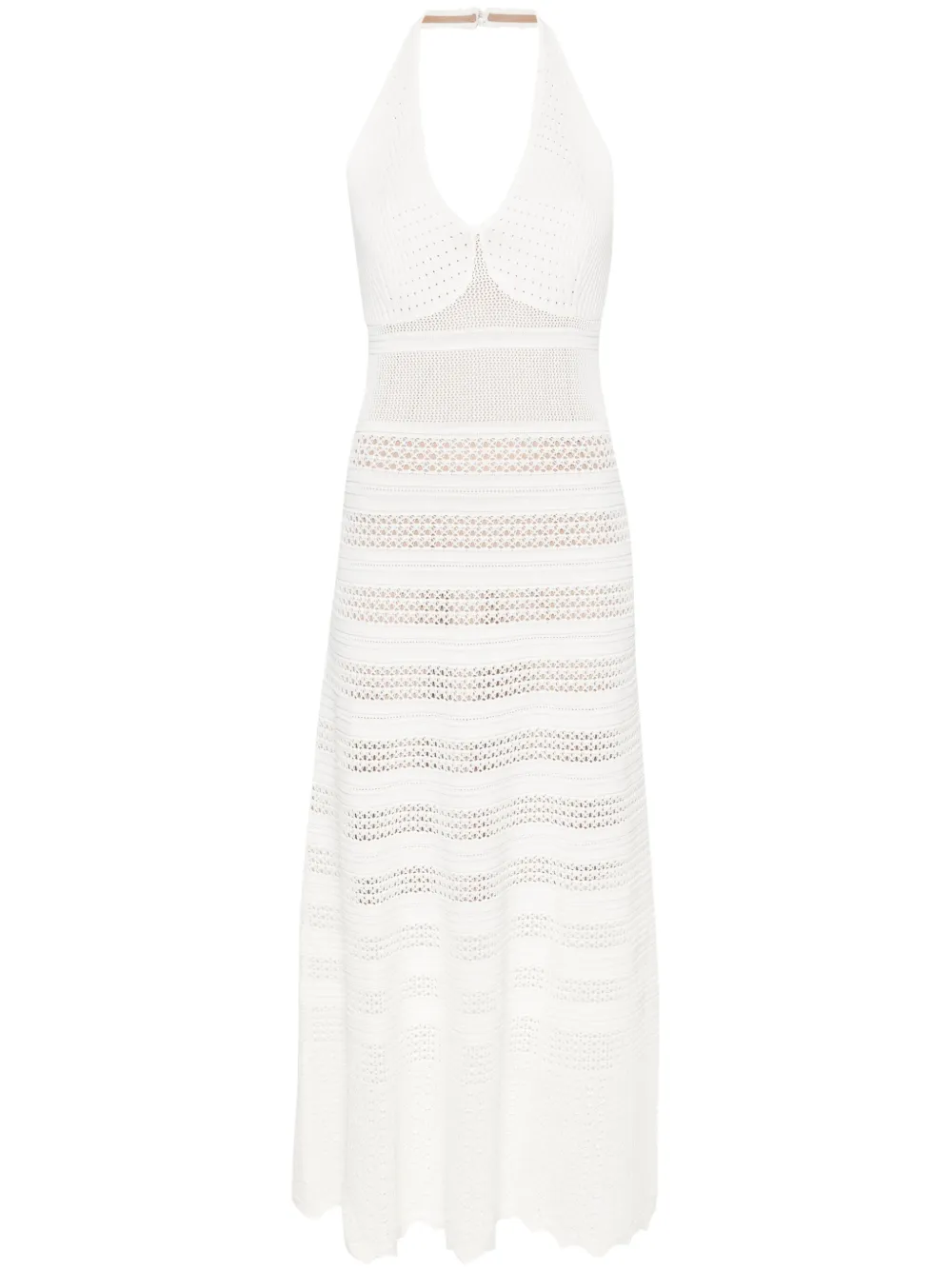 Платье миди в технике кроше с вырезом халтер TWINSET, белый
Платье миди в технике кроше с вырезом халтер TWINSET, белый