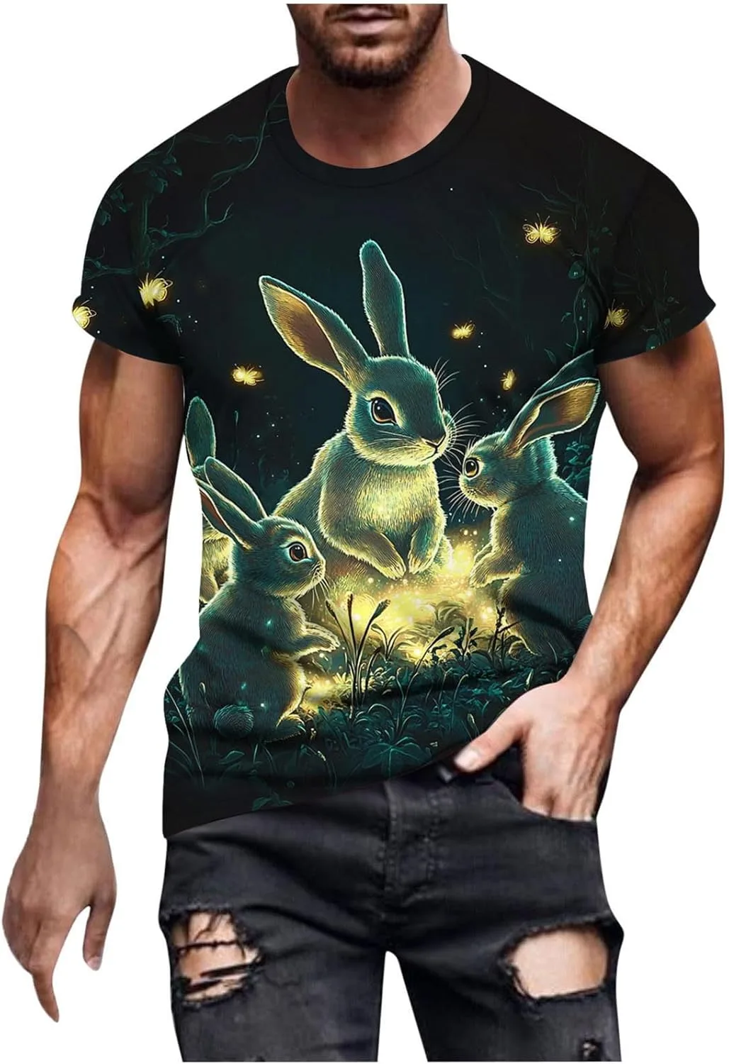 Мужская пасхальная футболка с коротким рукавом и забавным принтом с кроликом
Мужская пасхальная футболка с коротким рукавом и забавным принтом с кроликом
