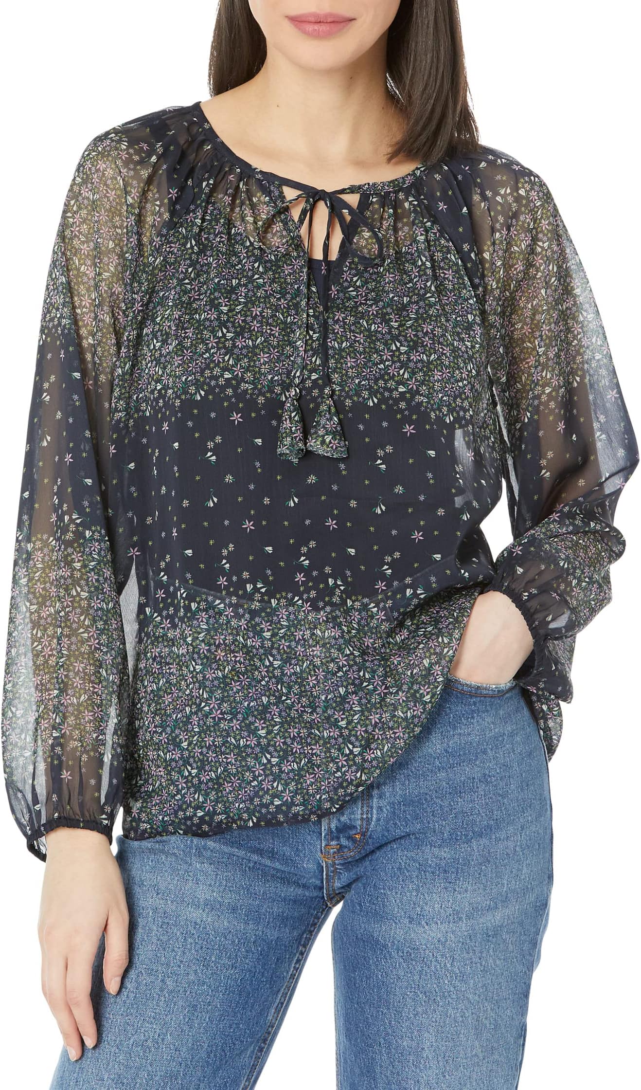 Блуза Liverpool Los Angeles Long Sleeve Shirred Blouse with Neck Ties, цвет Midnight Garden
Блуза Liverpool Los Angeles Long Sleeve Shirred Blouse with Neck Ties, цвет Midnight Garden