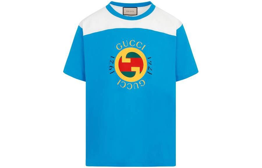 Футболка мужская светло-голубая Gucci, светло-голубой 
Футболка мужская светло-голубая Gucci, светло-голубой