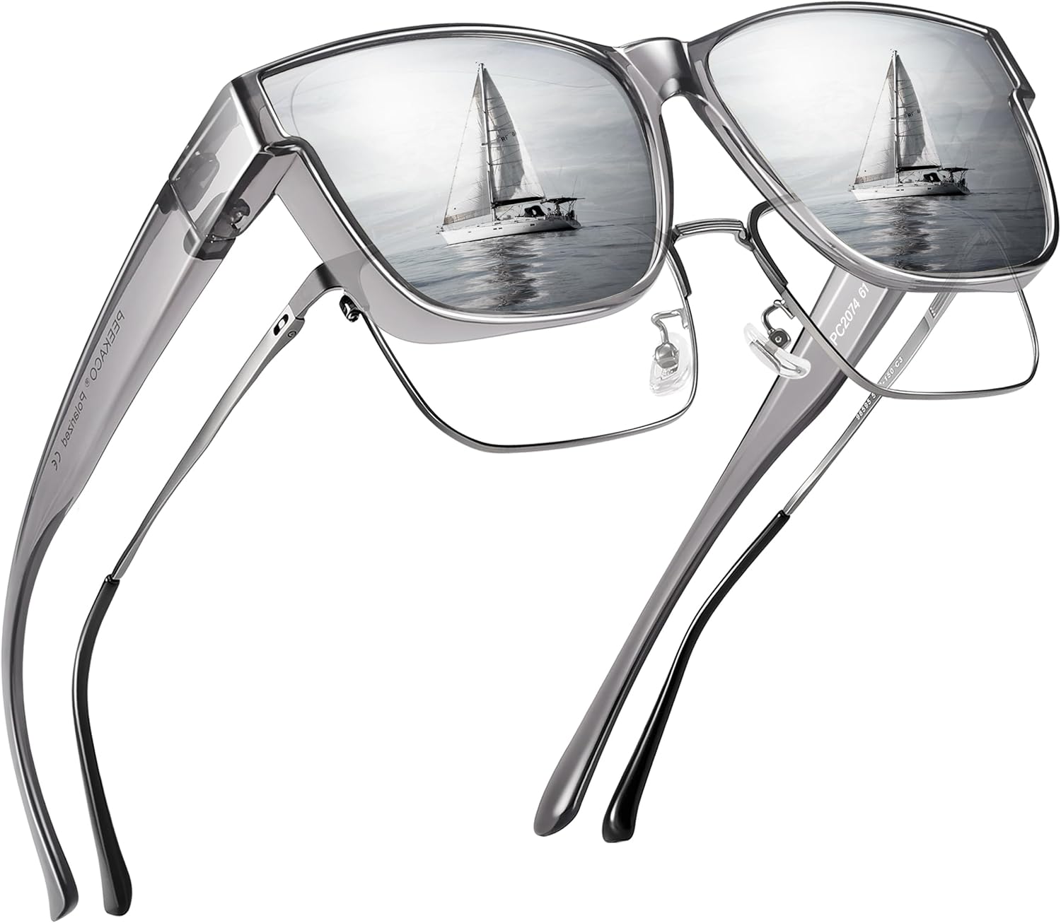 Поляризованные солнцезащитные очки, надеваемые поверх обычных очков, для женщин и мужчин, большие квадратные летние очки с защитой от УФ-излучения UV400 Peekaco, A17 Light Grey Frame/Silver Mirrored Lens
Поляризованные солнцезащитные очки, надеваемые поверх обычных очков, для женщин и мужчин, большие квадратные летние очки с защитой от УФ-излучения UV400 Peekaco, A17 Light Grey Frame/Silver Mirrored Lens