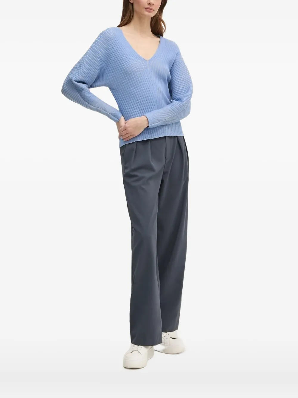 Ребристый джемпер с V-образным вырезом DKNY, синий
Ребристый джемпер с V-образным вырезом DKNY, синий