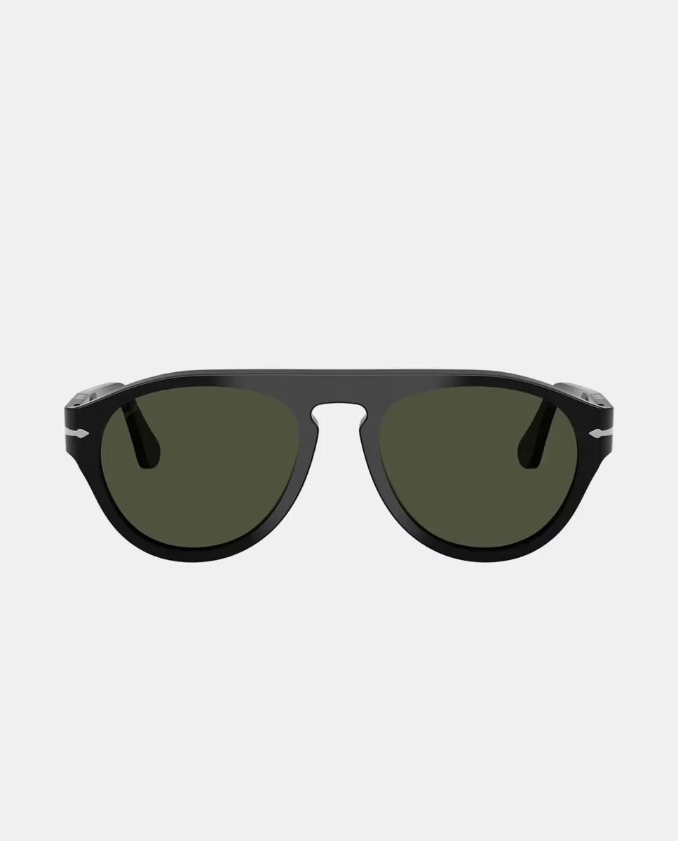 Солнцезащитные очки-пилоты унисекс из ацетата Persol, черный 
Солнцезащитные очки-пилоты унисекс из ацетата Persol, черный