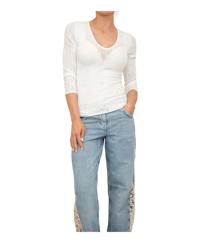 Белый топ из вискозы с V-образным вырезом Blugirl, белый
Белый топ из вискозы с V-образным вырезом Blugirl, белый