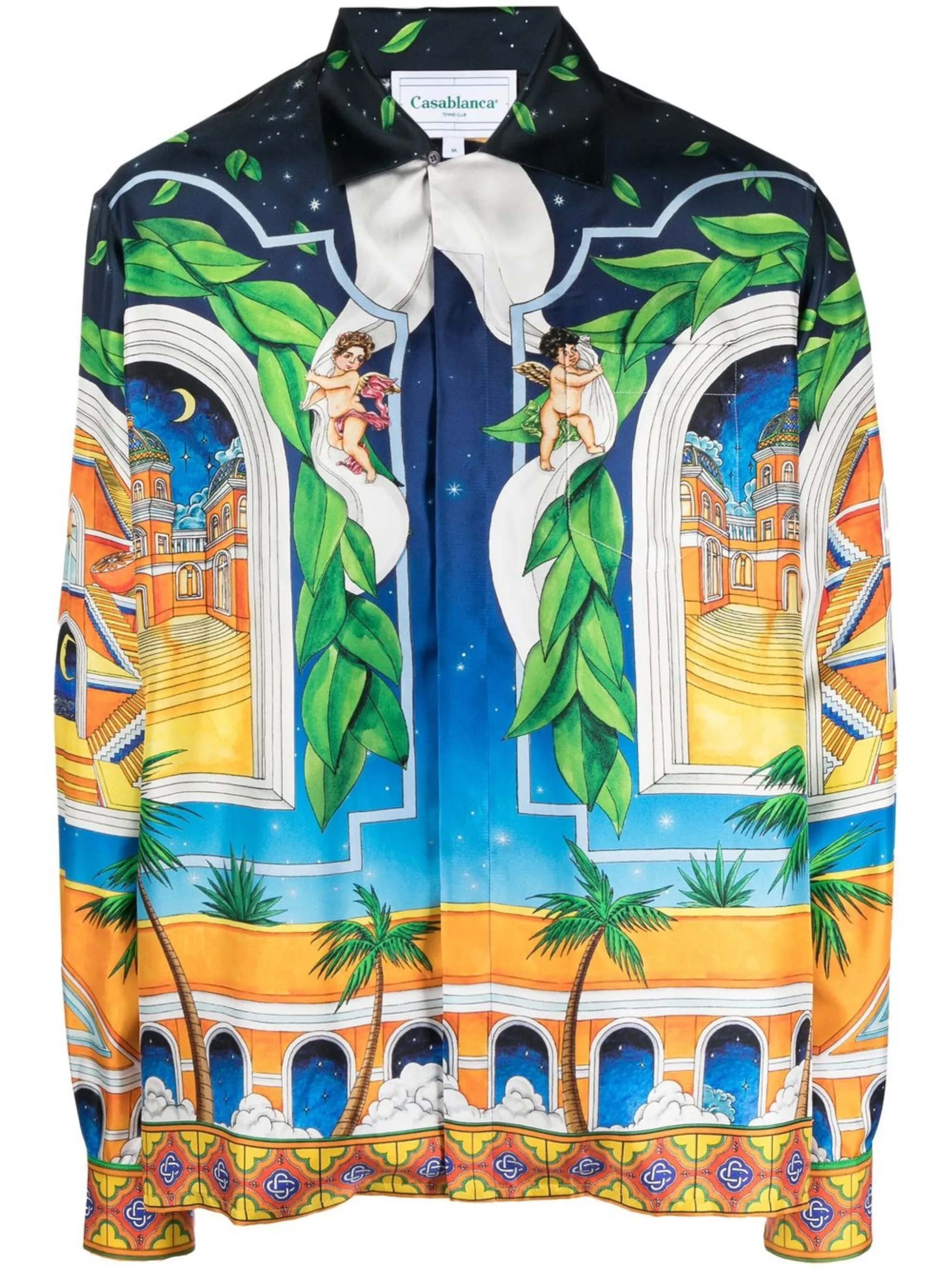 Шелковая рубашка с графичным принтом Casablanca, синий
Шелковая рубашка с графичным принтом Casablanca, синий