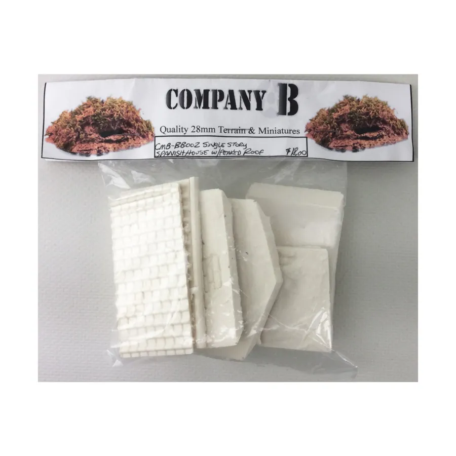 Одноэтажный испанский дом с остроконечной крышей, Terrain - Resin (28mm) (Company B)
Одноэтажный испанский дом с остроконечной крышей, Terrain - Resin (28mm) (Company B)
