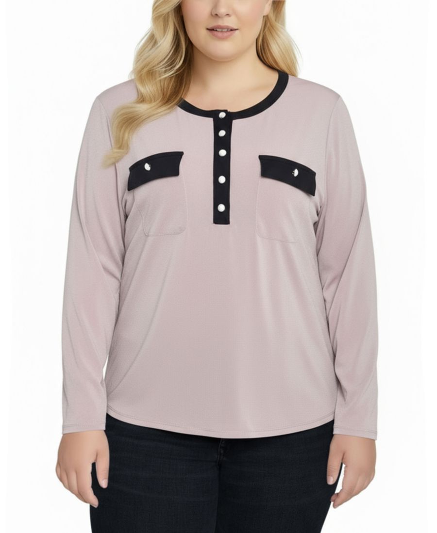 Женская блузка больших размеров с длинными рукавами и контрастной отделкой NY Collection, Tan Black
Женская блузка больших размеров с длинными рукавами и контрастной отделкой NY Collection, Tan Black