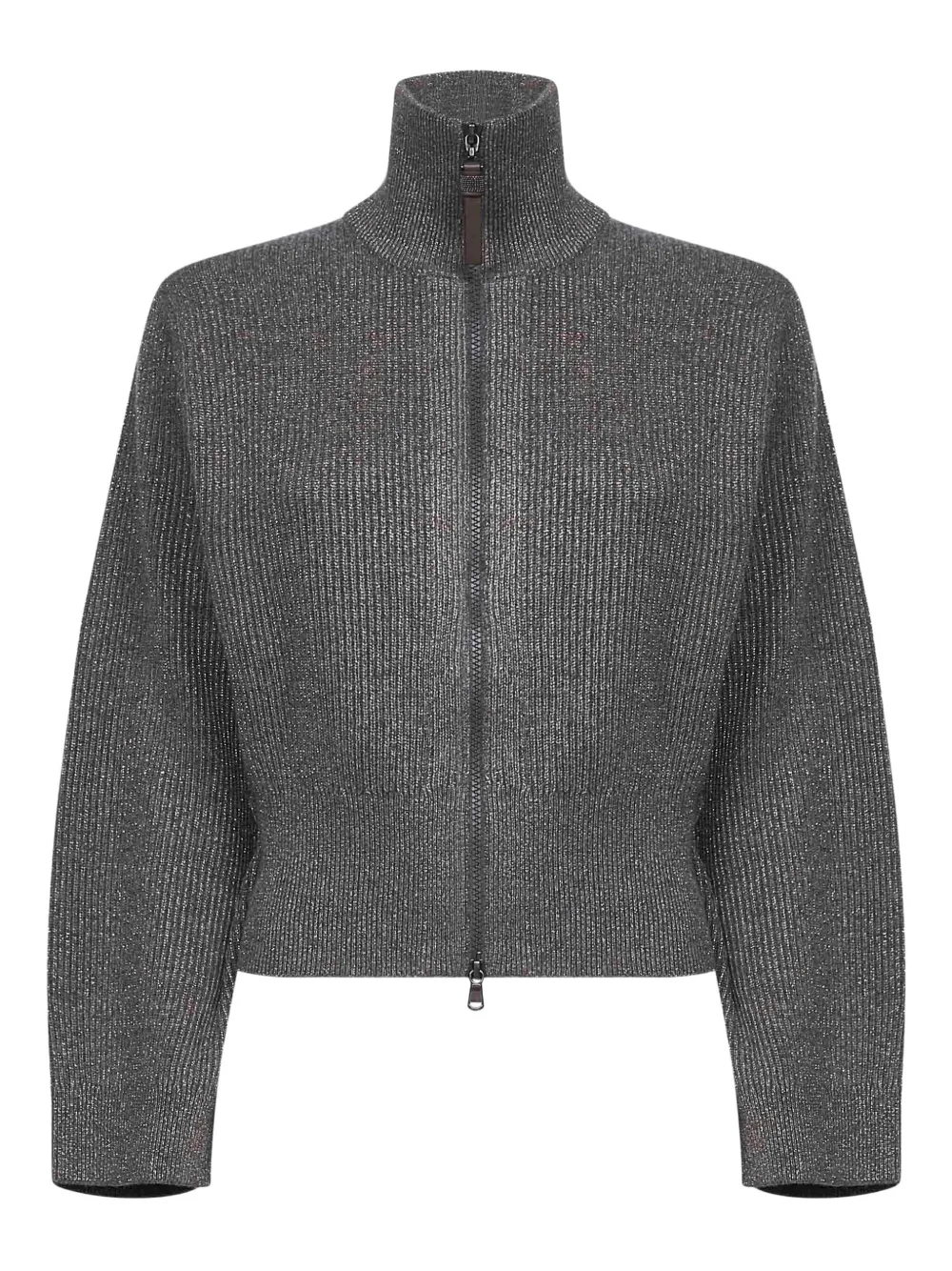 Кардиган с высоким воротом и застежкой-молнией Brunello Cucinelli, серый
Кардиган с высоким воротом и застежкой-молнией Brunello Cucinelli, серый