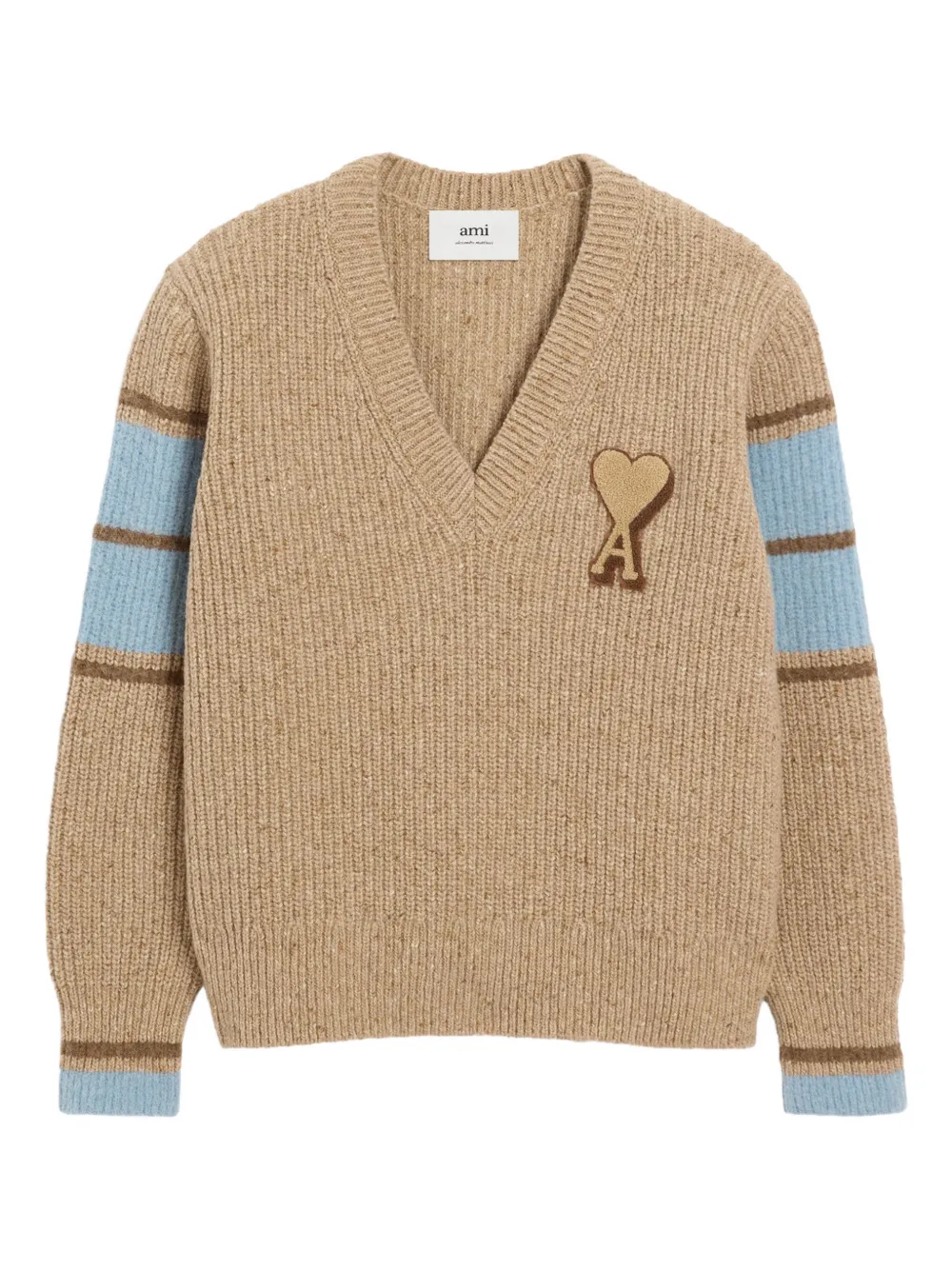 Свитер с V-образным вырезом и монограммой Ami de Coeur AMI Paris, нейтральный
Свитер с V-образным вырезом и монограммой Ami de Coeur AMI Paris, нейтральный