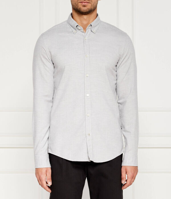 Рубашка мужская Boss облегающего кроя, серый 
Рубашка мужская Boss облегающего кроя, серый