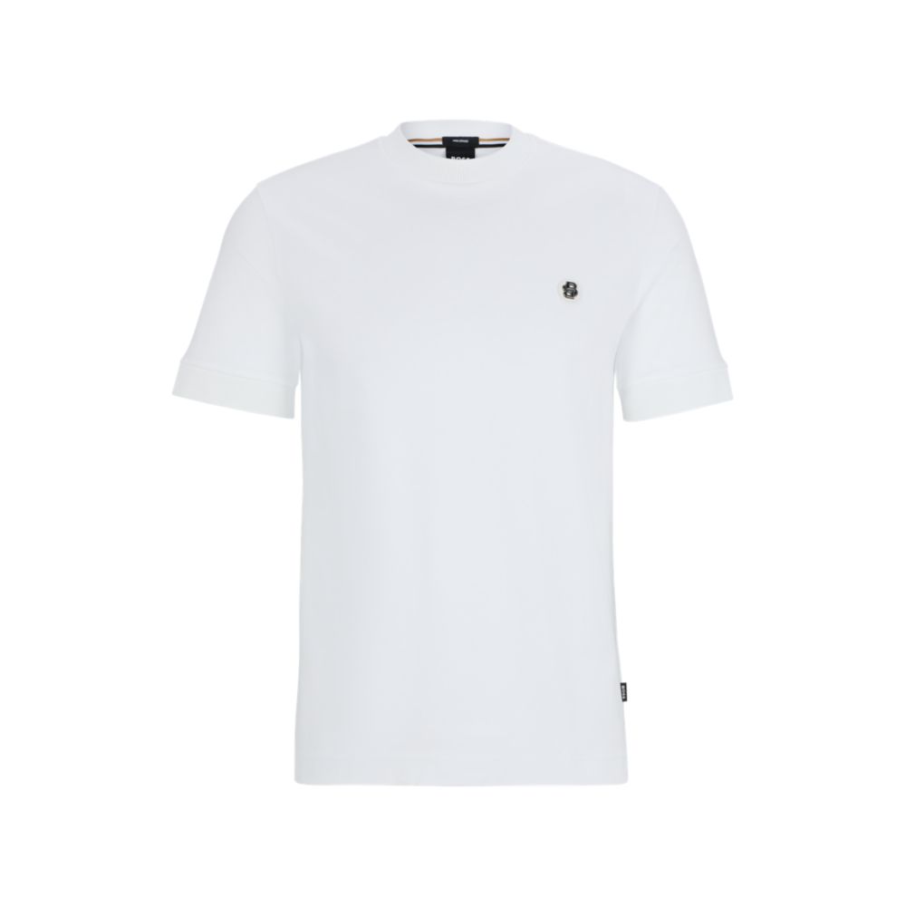 Футболка из мерсеризованного хлопка с монограммой Double B BOSS, белый
Футболка из мерсеризованного хлопка с монограммой Double B BOSS, белый