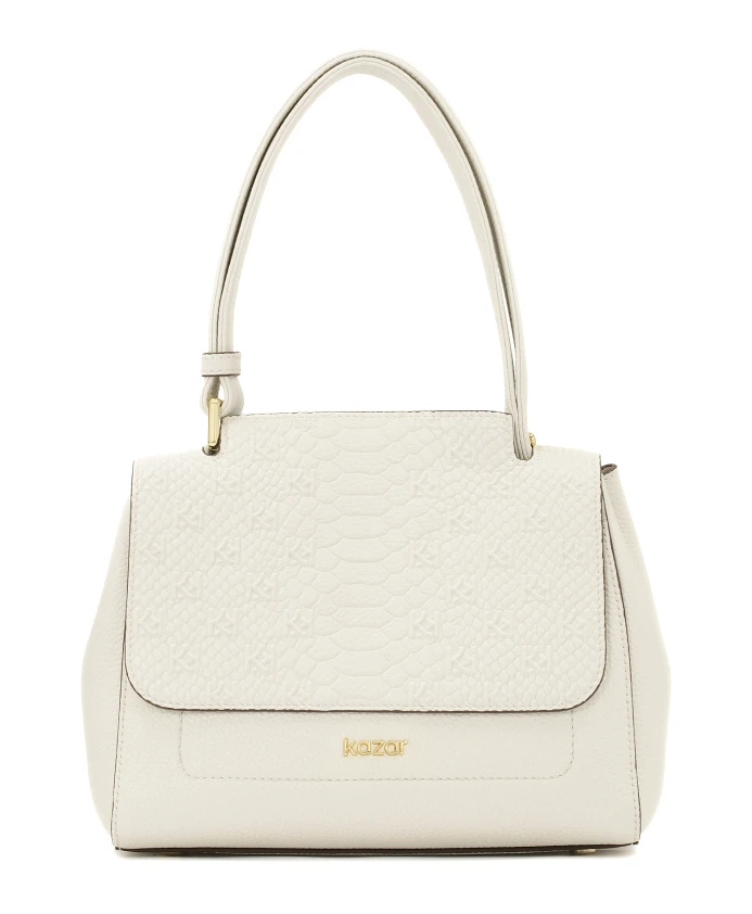 Белая сумочка с клапаном, украшенным тисненым узором. Kazar, белый
Белая сумочка с клапаном, украшенным тисненым узором. Kazar, белый