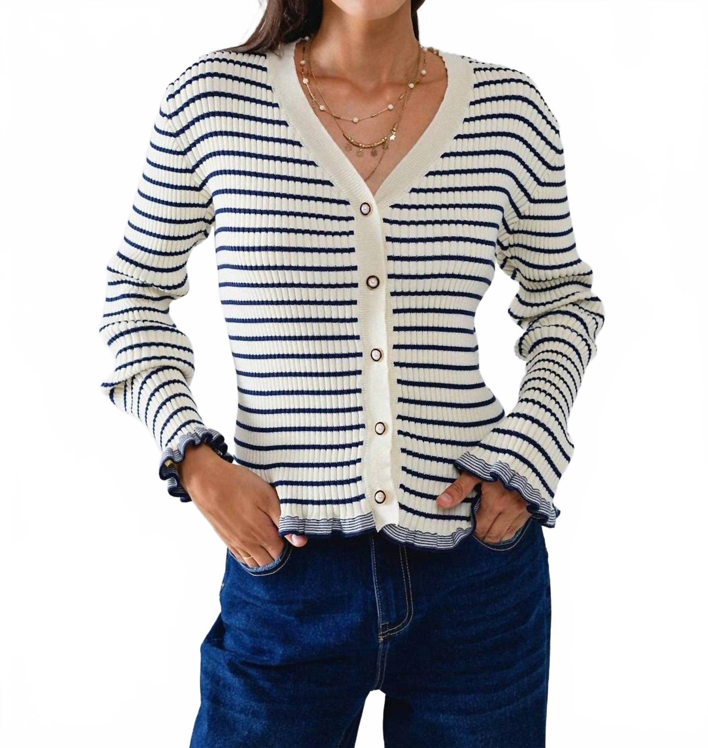 Белый кардиган в полоску Q2
Белый кардиган в полоску Q2