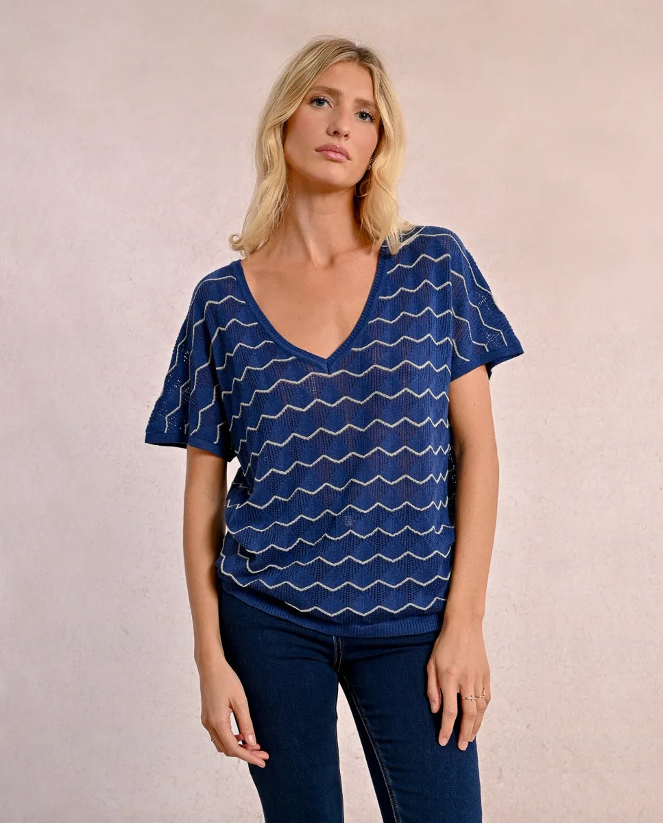 Женский свитер с короткими рукавами и зигзагообразным узором Molly Bracken, тёмно-синий
Женский свитер с короткими рукавами и зигзагообразным узором Molly Bracken, тёмно-синий