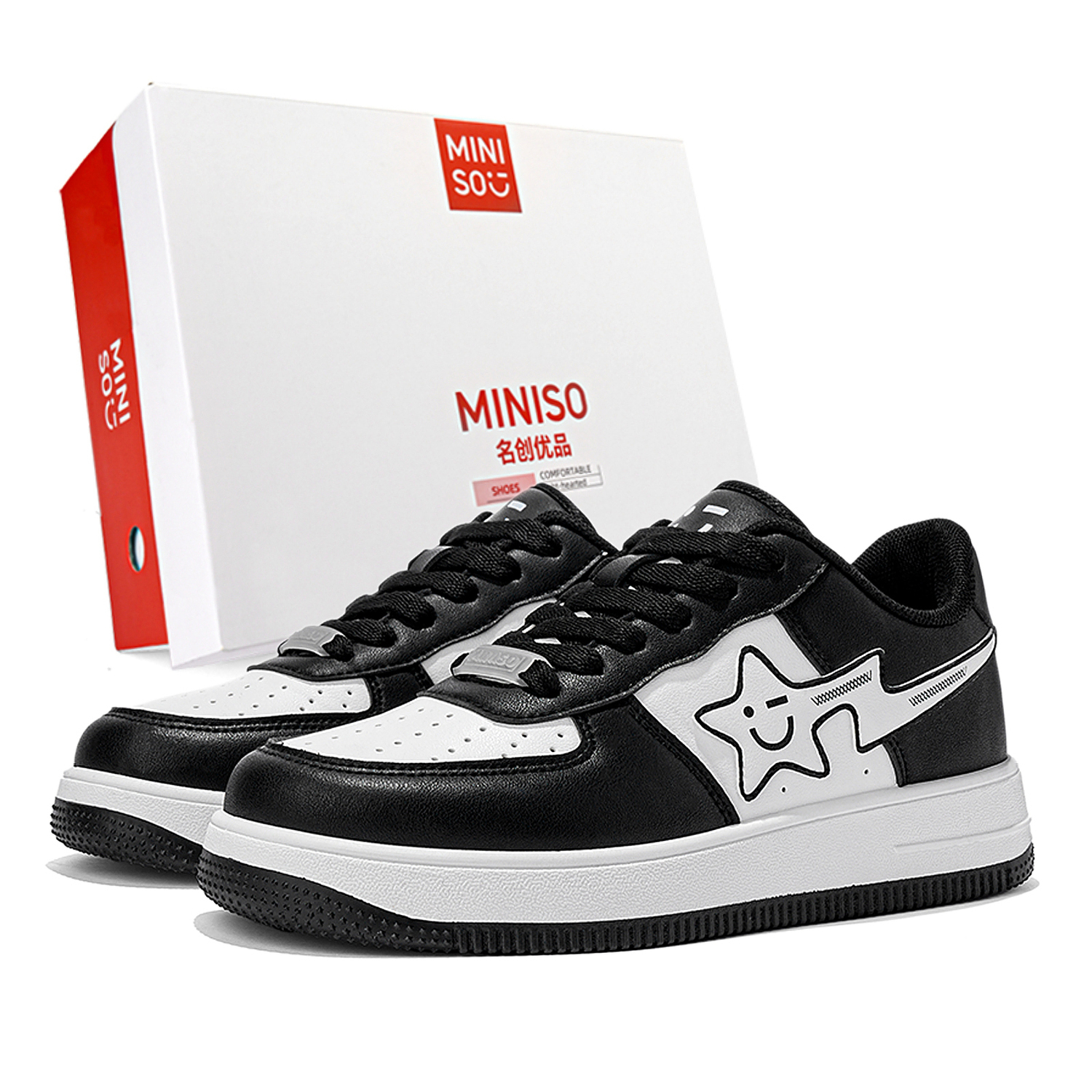 MINISO Низкие скейтерские кроссовки унисекс бело-черные с эффектом увеличения роста, цвет White Black Height Increasing-Box
MINISO Низкие скейтерские кроссовки унисекс бело-черные с эффектом увеличения роста, цвет White Black Height Increasing-Box
