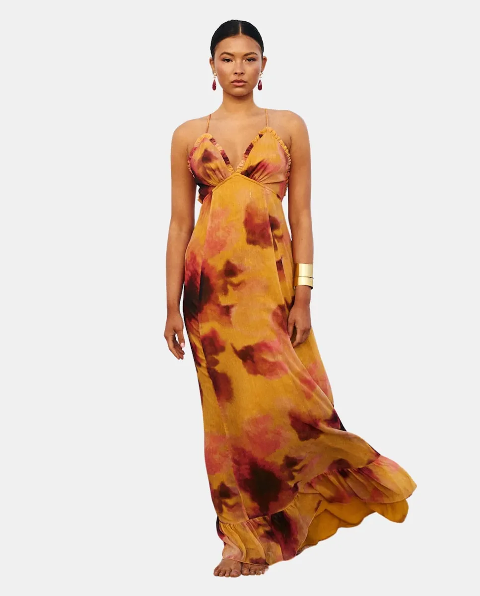 Длинное платье с v-образным вырезом и тонкими бретелями Miphai, горчичный
Длинное платье с v-образным вырезом и тонкими бретелями Miphai, горчичный