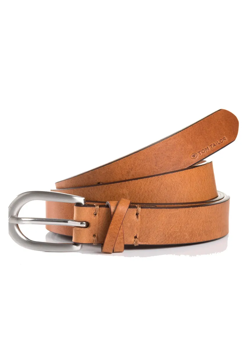 Кожаный ремень TOM TAILOR "TTNELLY", женский ремень шириной 2 см, модный универсальный, коричневый