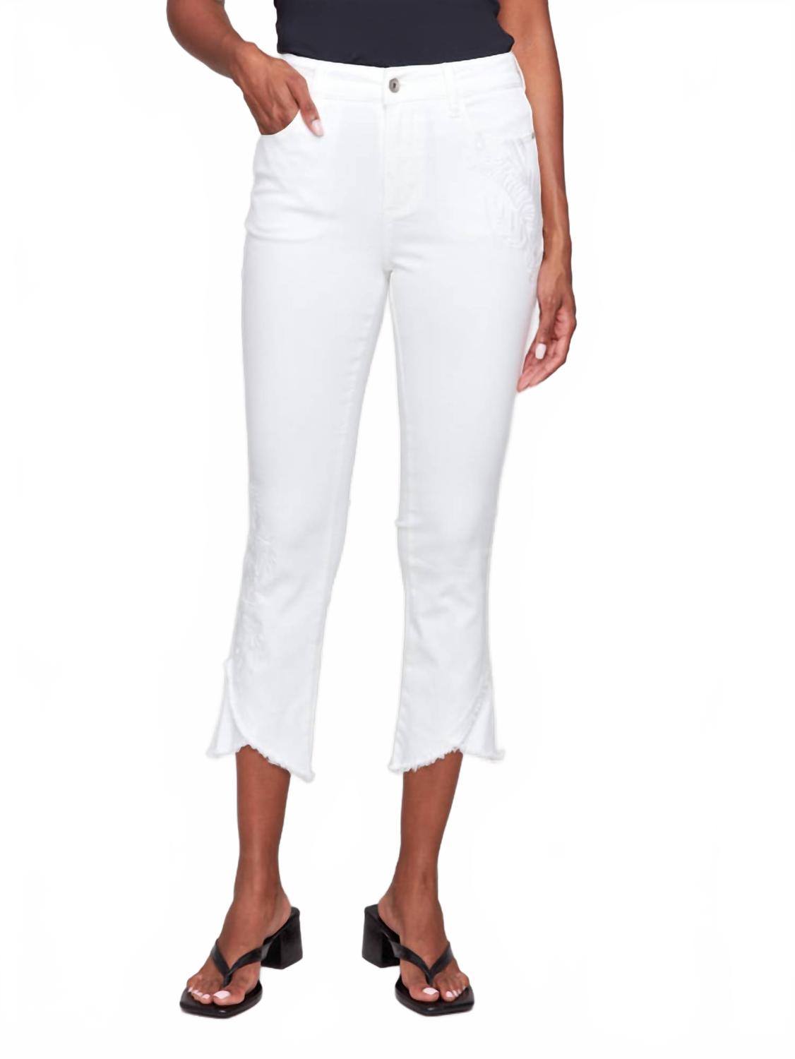 Белые расклешенные брюки из твила с вышивкой тюльпаном по низу CHARLIE B
Белые расклешенные брюки из твила с вышивкой тюльпаном по низу CHARLIE B