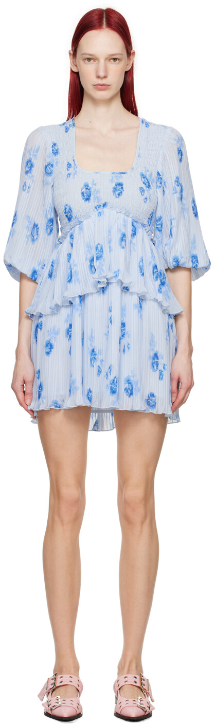 Синее плиссированное мини-платье GANNI
Синее плиссированное мини-платье GANNI