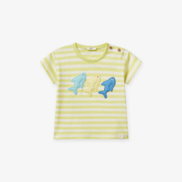 Футболка Benetton с полосатой аппликацией на подкладке, лаймовый
Футболка Benetton с полосатой аппликацией на подкладке, лаймовый