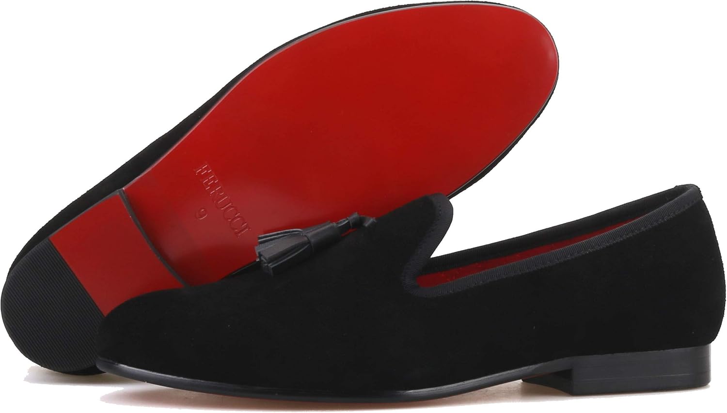 Мужские черные замшевые слиперы-лоферы FERUCCI с плоской подошвой и черной кожаной кисточкой
Мужские черные замшевые слиперы-лоферы FERUCCI с плоской подошвой и черной кожаной кисточкой