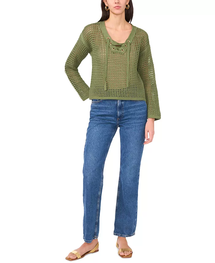 Женский свитер с кружевной шнуровкой и длинными рукавами в сетку Vince Camuto, зеленый
Женский свитер с кружевной шнуровкой и длинными рукавами в сетку Vince Camuto, зеленый