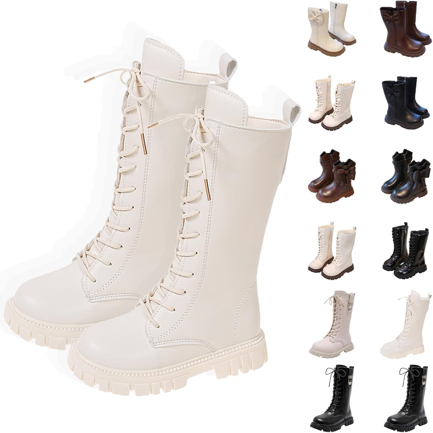 Детские сапоги для девочек на шнуровке, зимние вязаные сапоги до колена с боковой молнией, модные панк-сапожки из кожи, 3-12 лет Generic, F - White
Детские сапоги для девочек на шнуровке, зимние вязаные сапоги до колена с боковой молнией, модные панк-сапожки из кожи, 3-12 лет Generic, F - White