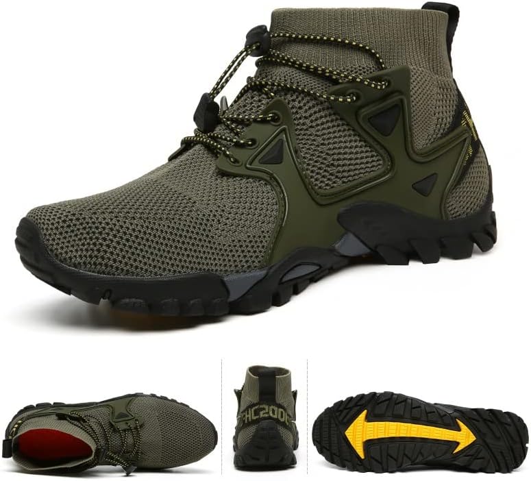 Мужские походные ботинки Водонепроницаемые Нескользящие Туристические кроссовки Дышащие для кемпинга, рыбалки и прогулок по реке Qacksv, зеленый
Мужские походные ботинки Водонепроницаемые Нескользящие Туристические кроссовки Дышащие для кемпинга, рыбалки и прогулок по реке Qacksv, зеленый
