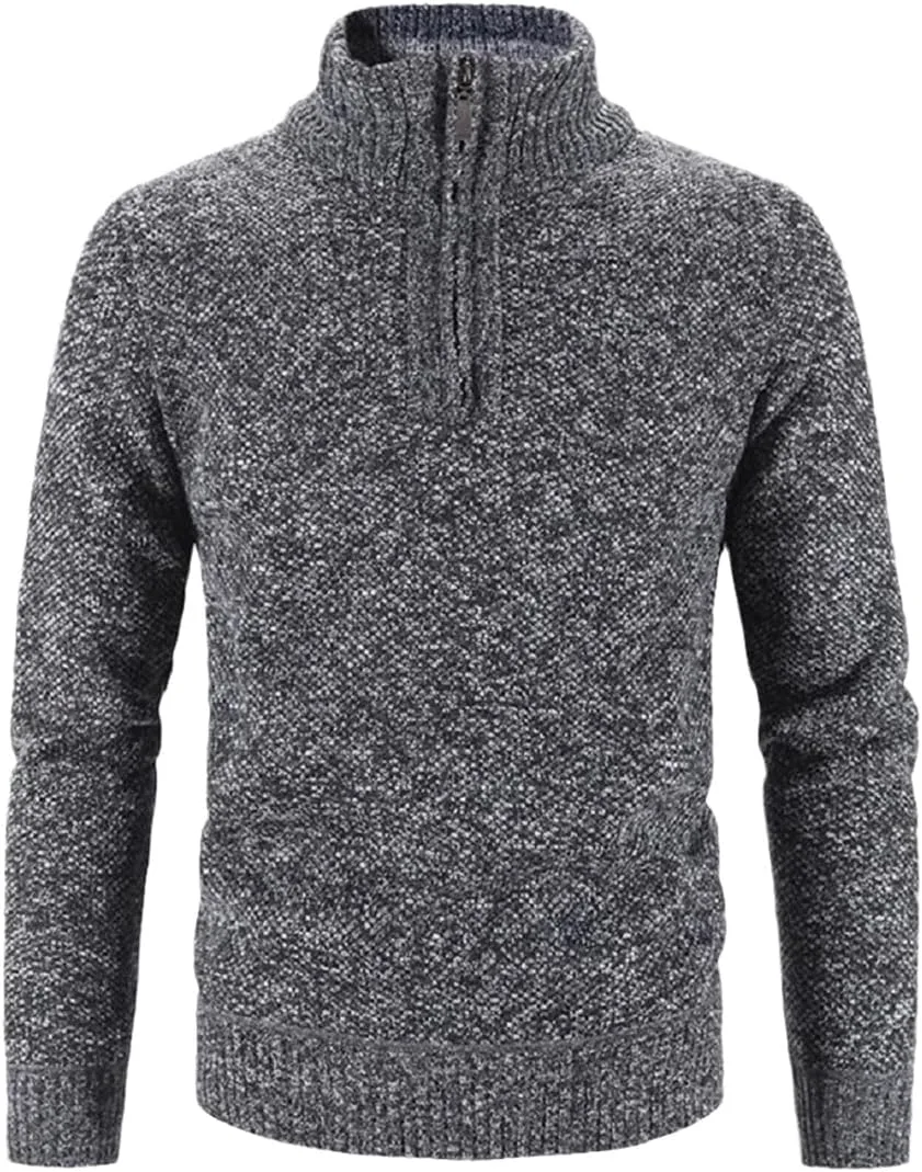 Мужской флисовый свитер с полумолнией и высоким воротником
Мужской флисовый свитер с полумолнией и высоким воротником