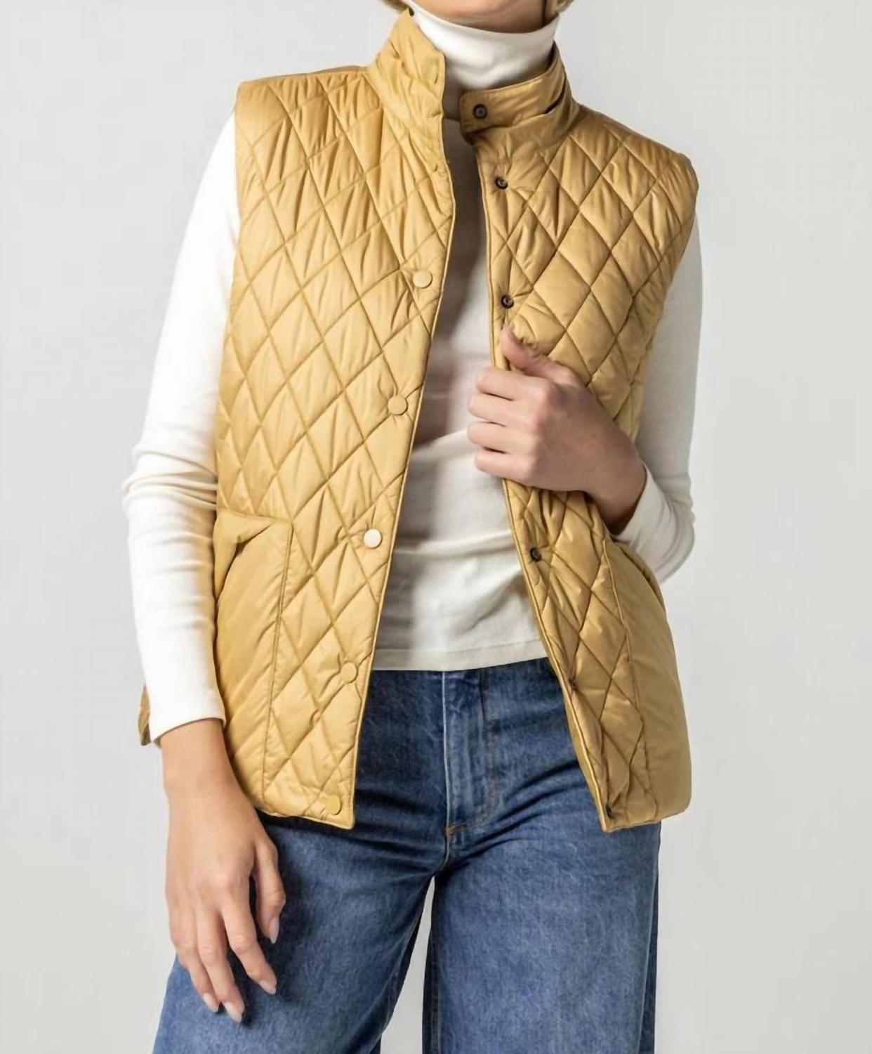 Двусторонний жилет с застежкой на кнопку спереди цвета античного золота Lilla P, цвет antique gold
Двусторонний жилет с застежкой на кнопку спереди цвета античного золота Lilla P, цвет antique gold