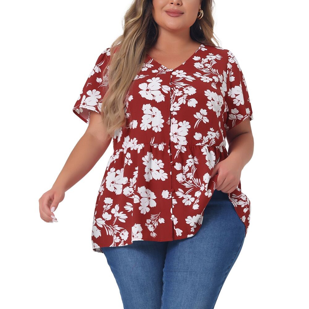 Женская летняя элегантная блузка с баской и v-образным вырезом с цветочным принтом больших размеров Agnes Orinda, красный
Женская летняя элегантная блузка с баской и v-образным вырезом с цветочным принтом больших размеров Agnes Orinda, красный