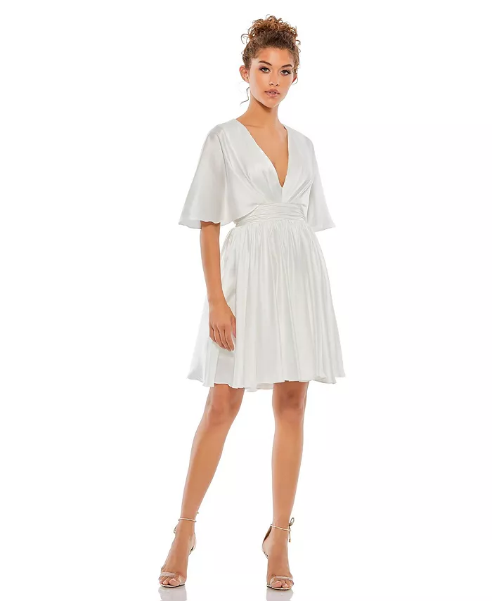 Женское мини-платье с расклешенными рукавами-накидкой из сатина Mac Duggal, белый
Женское мини-платье с расклешенными рукавами-накидкой из сатина Mac Duggal, белый