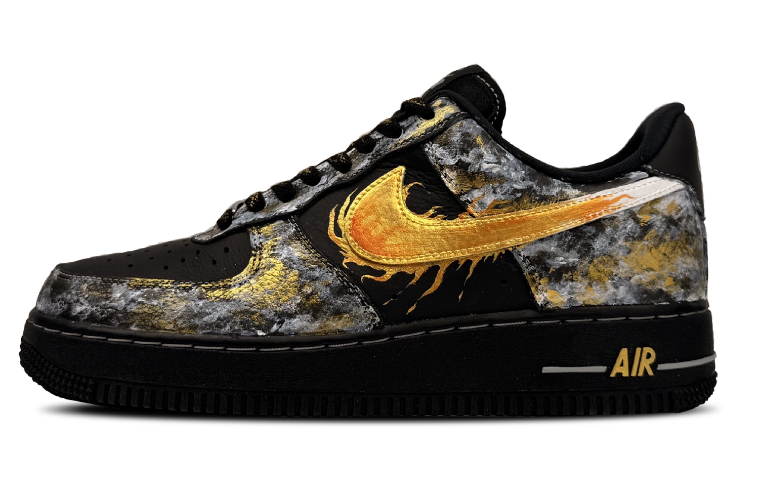 Nike Air Force 1 Low Top Skateboard Shoes Unisex Black Gold
Nike Air Force 1 Low Top Skateboard Shoes Unisex Black Gold
