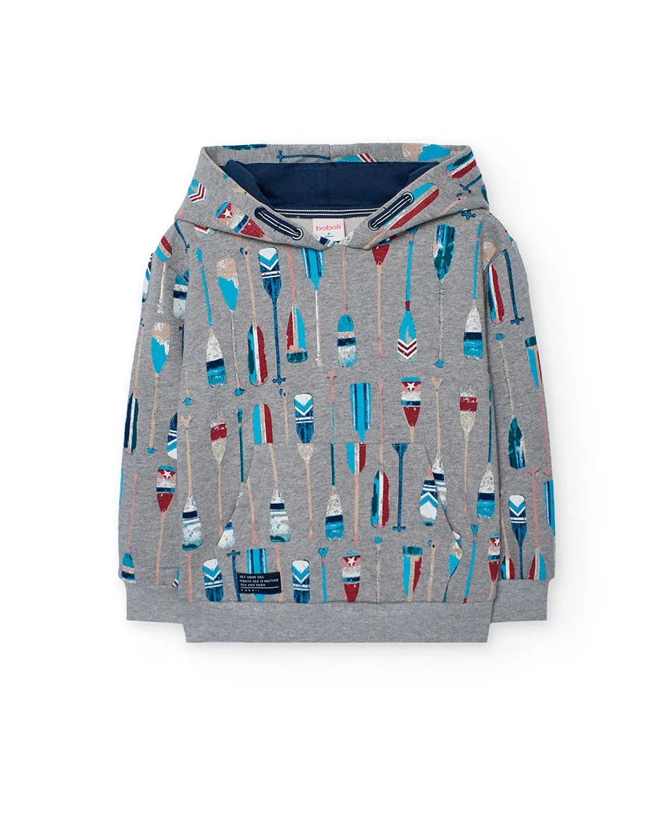 Детское худи с принтом Boboli, серый/синий
Детское худи с принтом Boboli, серый/синий